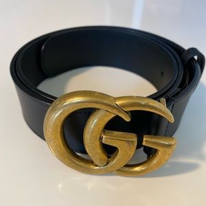 Gucci Double G Black Leather Belt 90
